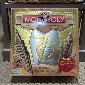 New, never opened Hasbro Monopoly Board Game 70th Anniversary Edition